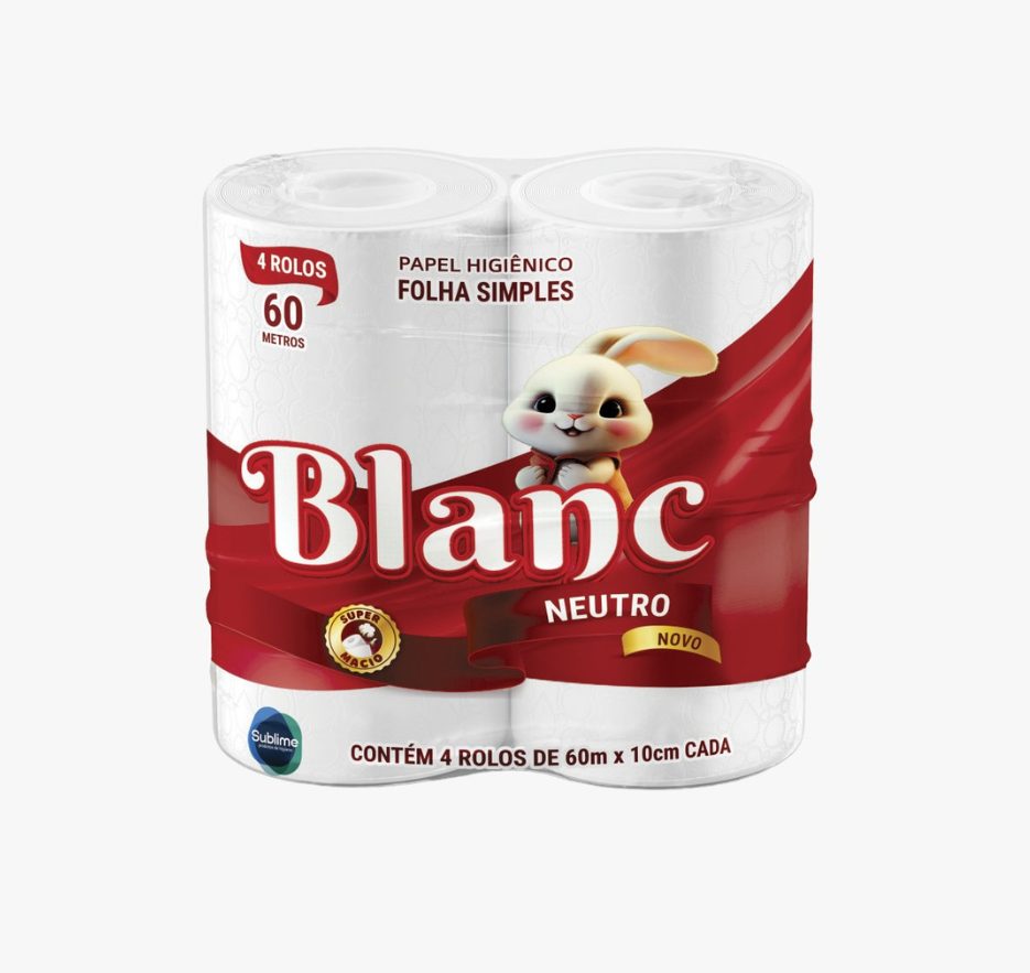 PAPEL HIGIÊNICO BLANC - 4 ROLOS/60M