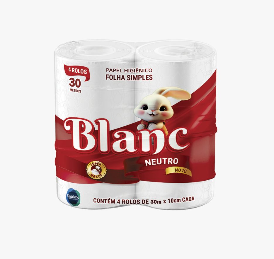 PAPEL HIGIÊNICO BLANC - 4 ROLOS/30M