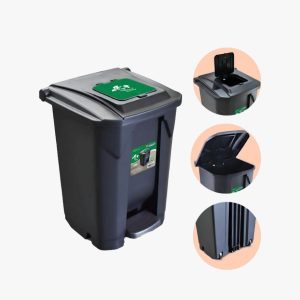 LIXEIRA COM PEDAL PRETA - 60L