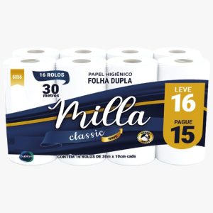 PAPEL HIGIÊNICO MILLA FOLHA DUPLA – 16 ROLOS