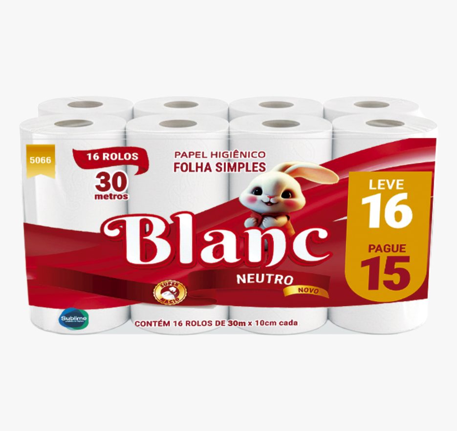 PAPEL HIGIÊNICO BLANC - 16 ROLOS/30M
