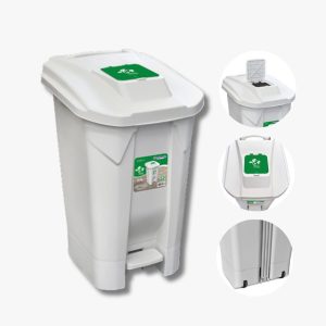 LIXEIRA COM PEDAL BRANCA – 120L