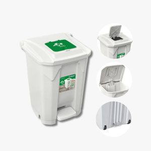 LIXEIRA COM PEDAL BRANCA – 60L